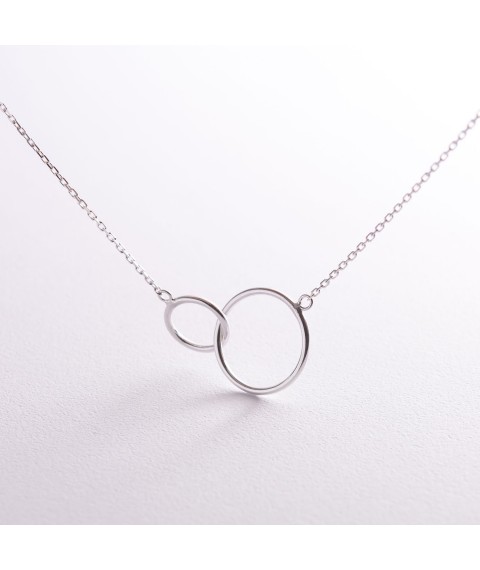 Silver necklace "Intersection of rings" 181049 Onyx 36