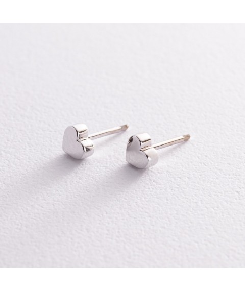 Earrings - studs "Hearts" in white gold s08298 Onyx