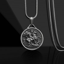 Silver pendant "St. George the Victorious" (engraving possible) 133180 Onyx