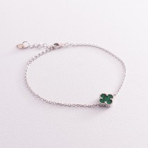 Silver bracelet "Clover" with malachite 141596 Onix 18
