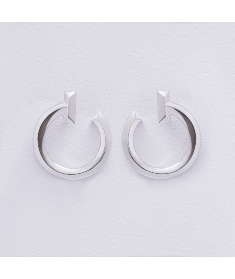 Earrings - studs "Evelyn" in white gold s08654 Onyx