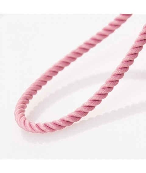 Шелковый розовый шнурок с гладкой золотой застежкой (2мм) кол00932 Онікс  45