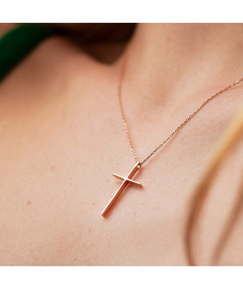 Necklace "Cross" in red gold kol01705 Onyx 45