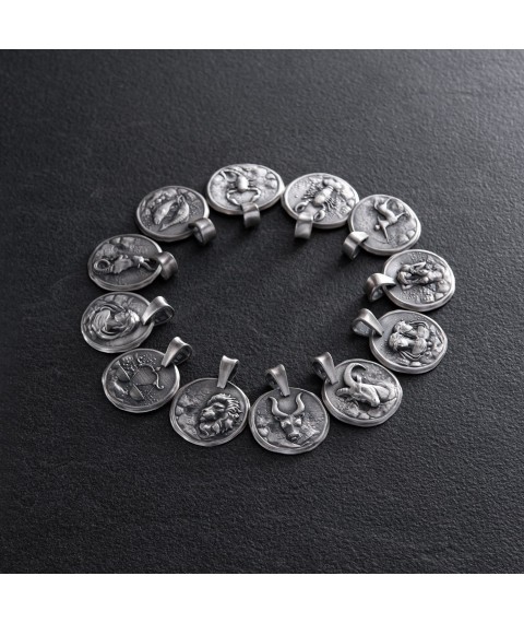 Silver pendant "Zodiac sign Leo" 133221lev Onyx
