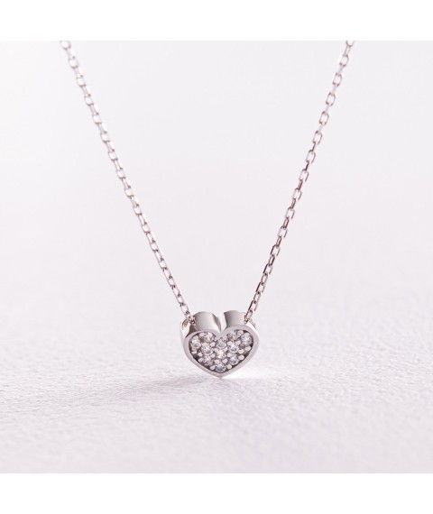 Necklace "Heart" with cubic zirconia (white gold) coll02291 Onix 44