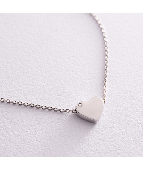 Silver necklace "Heart" with cubic zirconia 1090 Onix 37