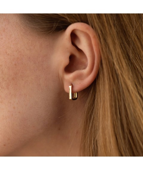 Rectangular earrings "Lydia" (yellow gold) s08681 Onyx