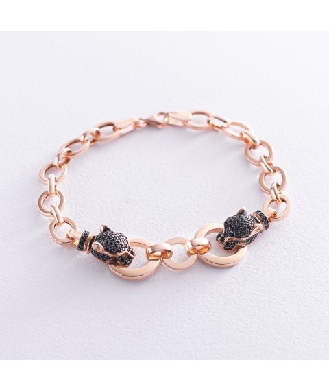 Gold bracelet "Panther" (black cubic zirconia) b02544 Onix 20