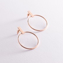 Earrings - studs "Confidence" in red gold s07884 Onyx
