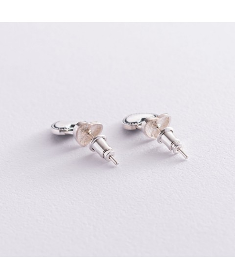 Silver earrings - studs "Lock - heart" 123046 Onyx