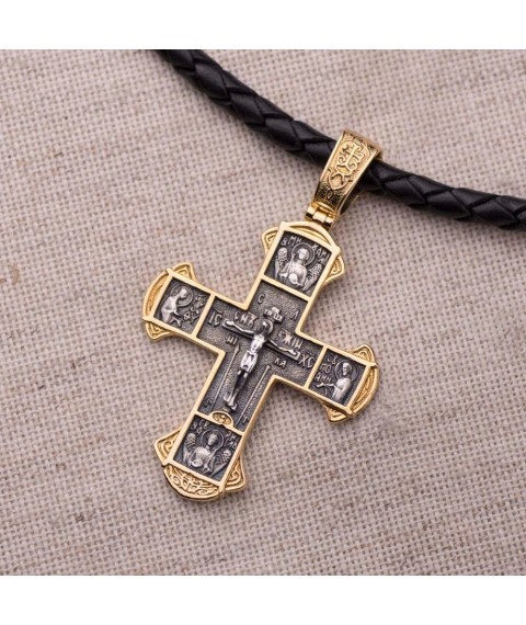 Silver cross "Crucifixion" with gold plated 132351 Onyx