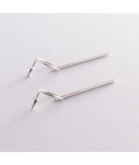 Silver earrings - studs "Geometry" 122995 Onyx