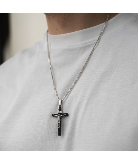 Silver cross "Crucifixion" with ebony 1213r Onyx