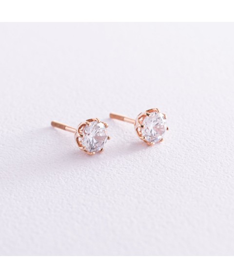 Gold stud earrings with cubic zirconia s05185 Onyx