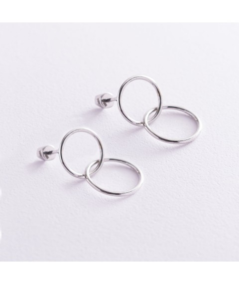 Stud earrings "Rings" in white gold s06980 Onyx