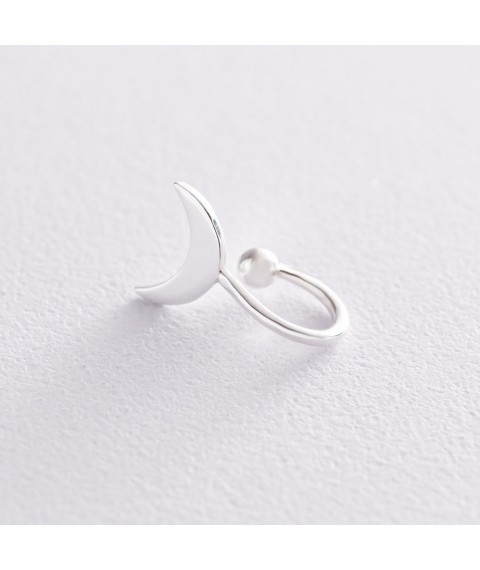 Earring - cuff "Moon" in silver 122901 Onyx