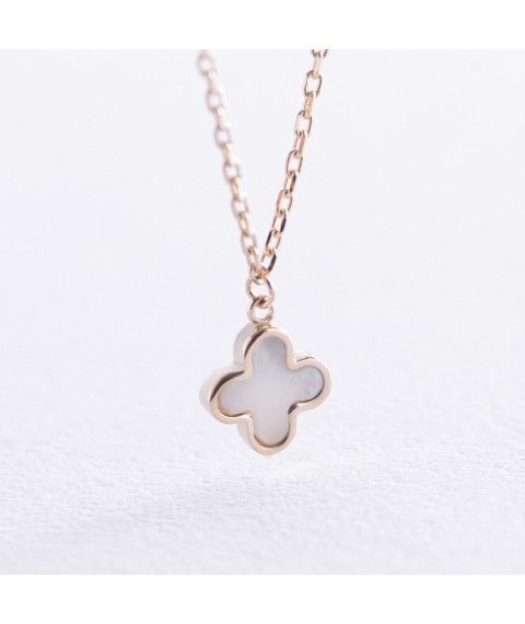 Gold necklace "Clover" with mother-of-pearl col02468 Onix 45