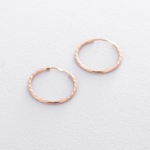 Серьги - кольца в красном золоте (1.7 см) с01875 Онікс