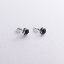 Silver earrings - studs with onyx 122083 Onyx