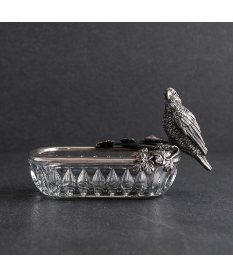Срібна фігура з папугою ручної роботи 23120 Онікс