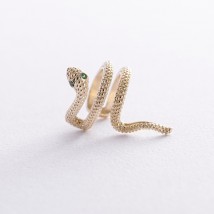 Earring - cuff "Snake" in yellow gold s08667 Onyx