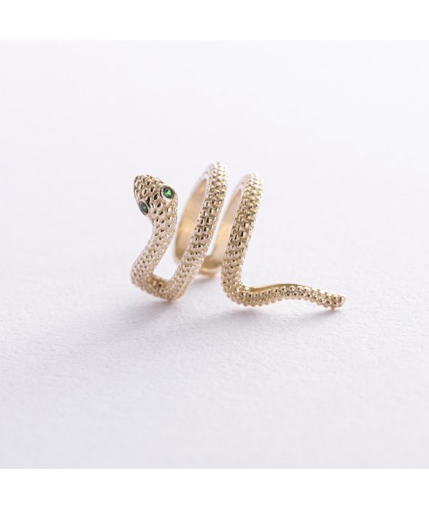 Earring - cuff "Snake" in yellow gold s08667 Onyx