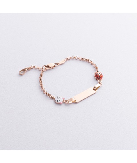 Gold children's bracelet "Hello Kitty and Ladybug" with enamel b05449 Onix 13