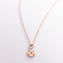 Necklace in red gold "Clover" kol01795 Onyx 45