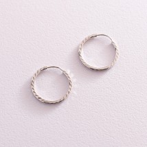 Серьги - кольца в белом золоте (1.8 см) с07797 Онікс
