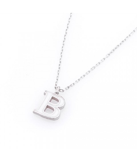 Silver necklace with the letter B 18617v Onyx 47