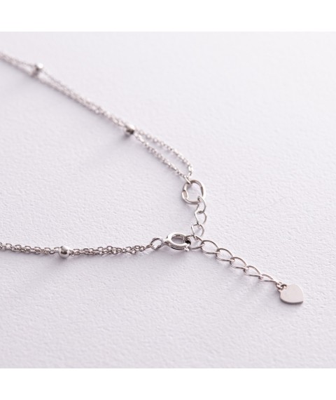 Double silver necklace "Heart and balls" 908-01239 Onix 38