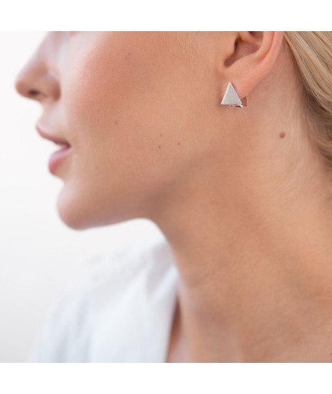 Silver earrings "Triangles" 122182 Onyx