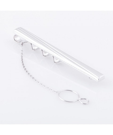 White gold tie clip clamp00120 Onyx