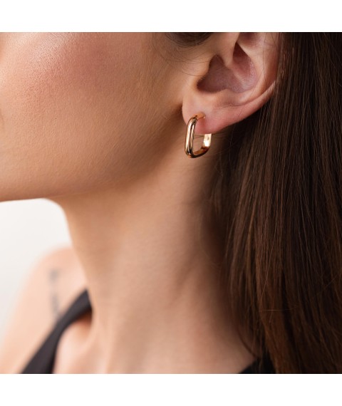 Gold earrings - studs "Rebecca" s07980 Onix