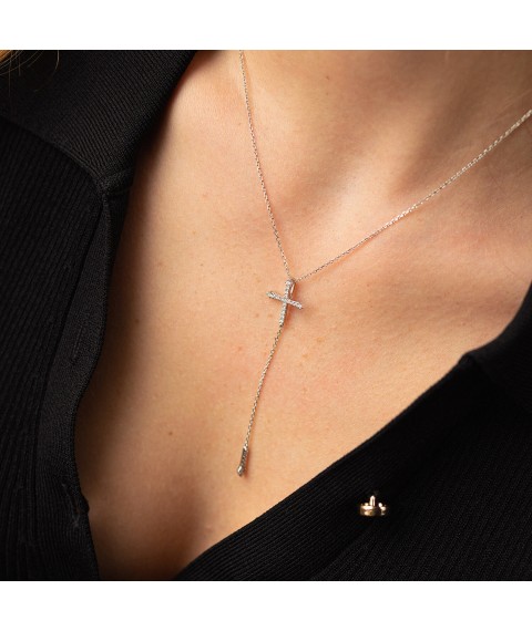 Gold necklace - "Cross" tie with diamonds flask0066ca Onix 43