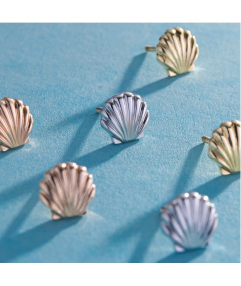 Earrings - studs "Shells" in red gold s08463 Onyx