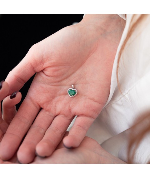 Gold pendant "Heart" with emerald and diamonds pb0271nl Onyx