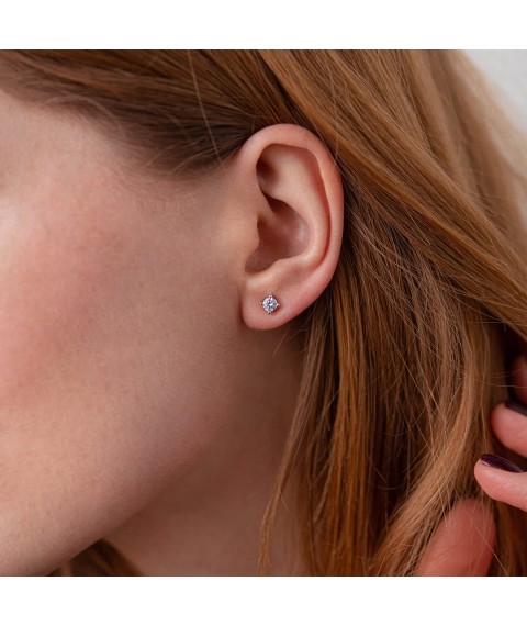 Gold earrings - studs with diamonds sb0384z Onyx