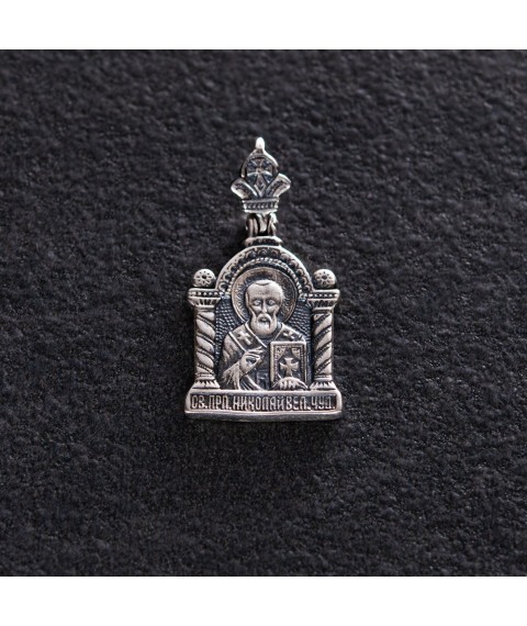 Подвеска "Святой Николай" в серебре 131771 Онікс