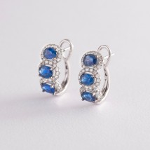 Gold earrings (sapphire, diamond) sb0121dkn Onyx