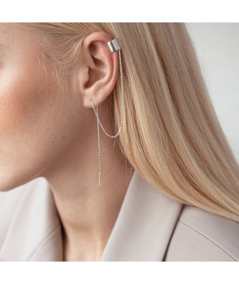 Silver earring - cuff 123101 Onyx