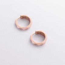 Серьги - кольца в красном золоте с09366 Онікс