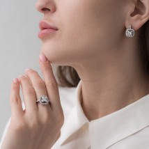 Gold earrings with diamonds sb0021 Onyx