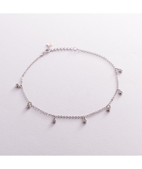 Silver ankle bracelet with cubic zirconia 141599 Onix 26
