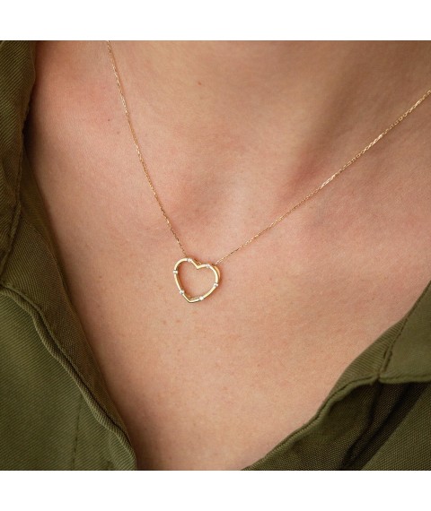 Gold necklace "Heart" (cubic zirconia) count01604 Onix 45