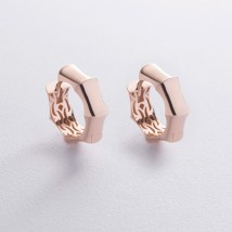 Earrings - rings "Selesta" in red gold s09015 Onyx