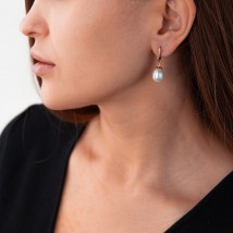Gold earrings with cultured freshwater pearls s03916 Onyx