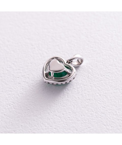 Gold pendant "Heart" with emerald and diamonds pb0271nl Onyx