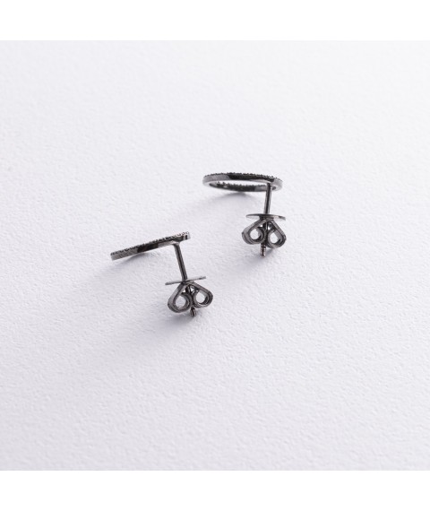 Gold earrings - studs "Cycle" (black diamonds) sb0481di Onix