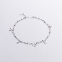 Серебряный браслет "Сердечки и шарики" на ногу 905-01602 Онікс 23